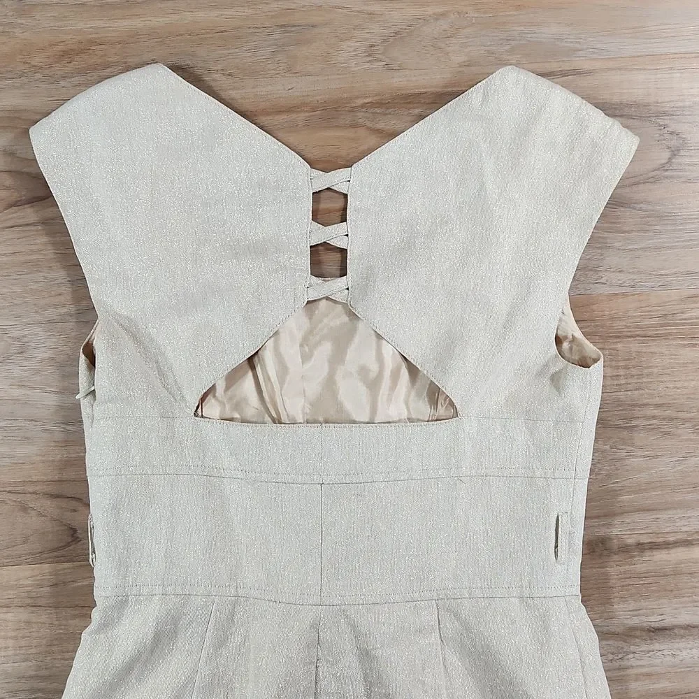 🔹️NWT Rampage Gold Shimmery Sleeveless Linen Blend Dress Medium